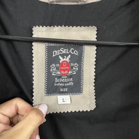 Vintage Y2k Diesel Co Leather Jacket Men Large Goat Moto Racer Biker Gray Zip - Picture 11 of 16